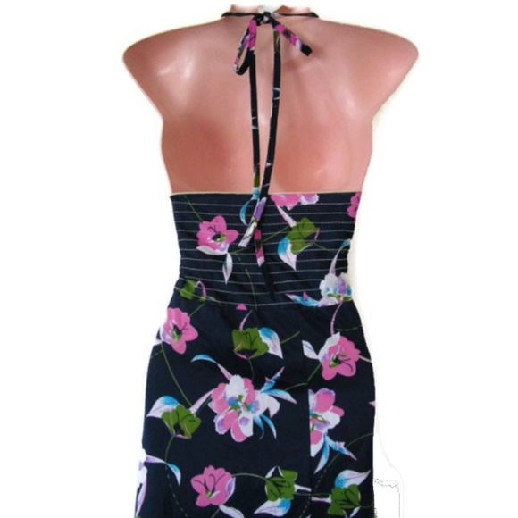 1970s vintage blue halter bullet bra midi dress - Picture 5 of 5